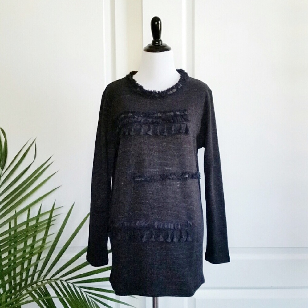 Tassel & Fringe Long Sleeve Terry Pullover